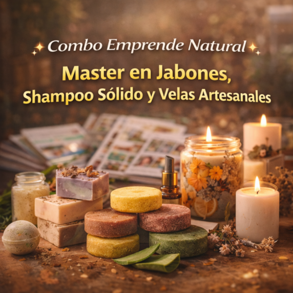 com Combo Emprende Natural: Master en Jabones, Shampoo Sólido y Velas Artesanales